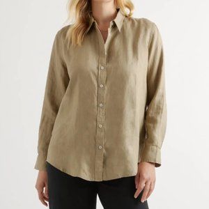 Quince 100% European Linen Long Sleeve Shirt M - Olive